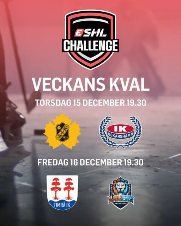 eSHL on Instagram: "Veckans kval i eSHL Challenge 🎮🏒

15 dec - @skellefteaaik / @skeaik_esport & @iko_officiell / @iko.esport 

16 dec - @timra_ik / @timra_ik_esport & @vaxjolakers / @vlhesport

Anmäl dig direkt via vårt eSHL-space hos @Challengermode

#eSHLse #NHL23"