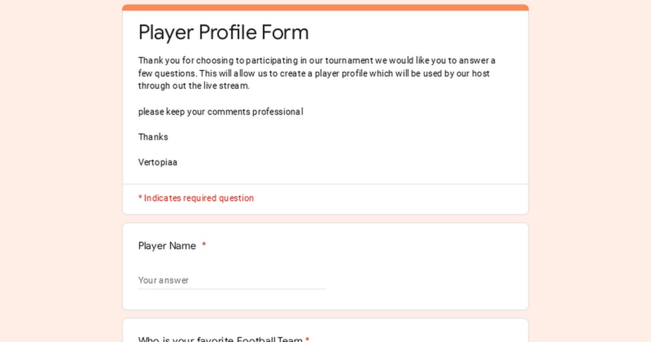 Player Profile Form